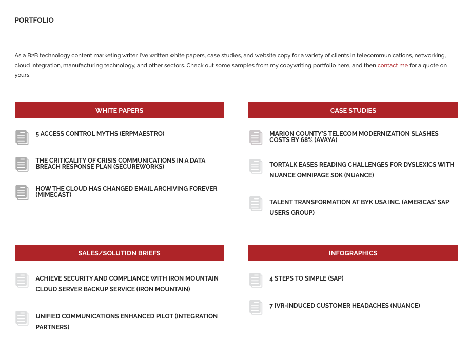 christine parizo freelance copywriter portfolio