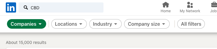 LinkedIn search for CBD filtered by Companies