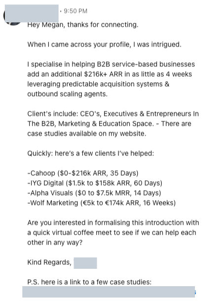 long cold messaging on LinkedIn