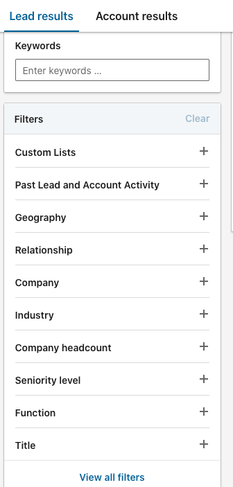 What is LinkedIn Sales Navigator search filters?